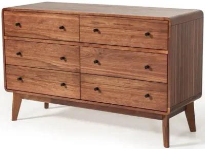 Six Drawer Double Dresser Solid Wood - Walnut