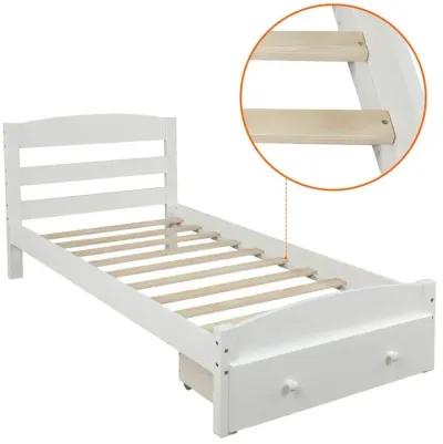 Twin Upholstered Bed - White