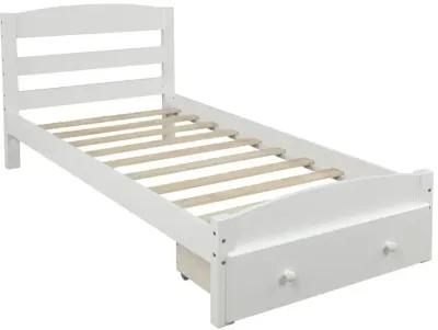 Twin Upholstered Bed - White