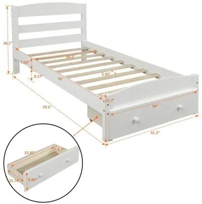 Twin Upholstered Bed - White