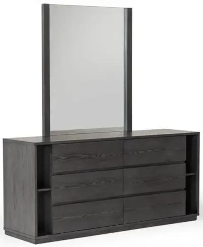 Wooden 6 Drawer Double Dresser - Gray