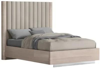 Full Upholstered Faux Leather Bed - Beige