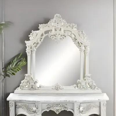 59" Antique Irregular Framed Dresser Mirror - White