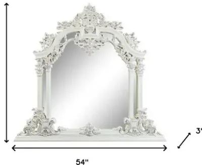 59" Antique Irregular Framed Dresser Mirror - White