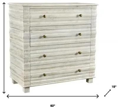 Solid Wood Seven Drawer Dresser - White Wash