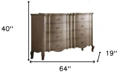 Solid Wood Eight Drawer Double Dresser - Taupe