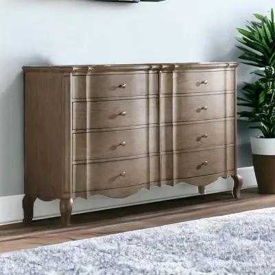 Solid Wood Eight Drawer Double Dresser - Taupe