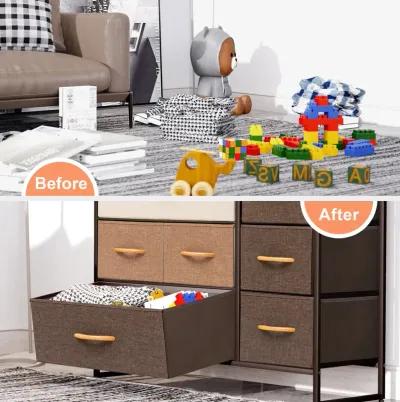 Steel And Fabric Seven Drawer Dresser - Brown