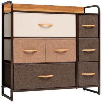 Steel And Fabric Seven Drawer Dresser - Brown