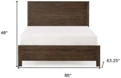 Solid Wood Queen Bed Frame - Dark Brown