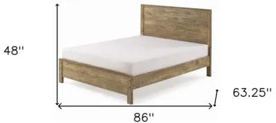 Solid Wood Queen Bed Frame - Walnut Brown