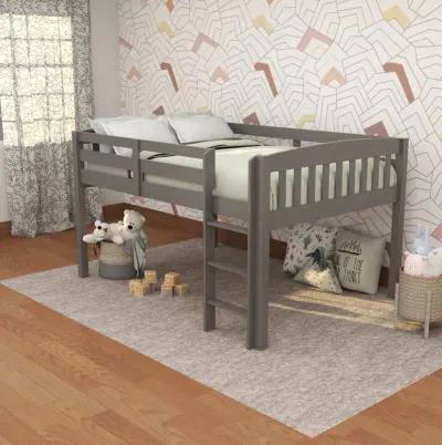 Solid Wood Twin Size Low Loft Bed - Gray