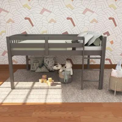 Solid Wood Twin Size Low Loft Bed - Gray