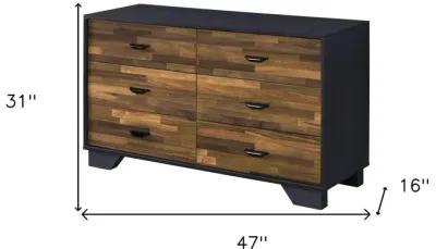 Six Drawer Double Dresser - Walnut Black