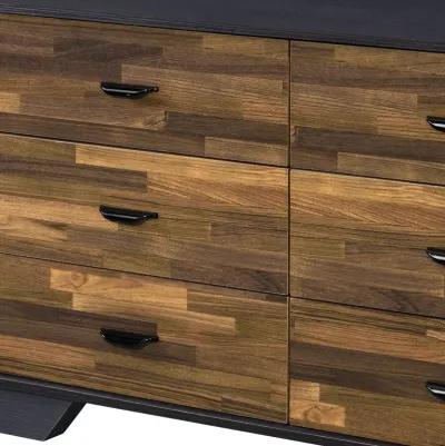 Six Drawer Double Dresser - Walnut Black