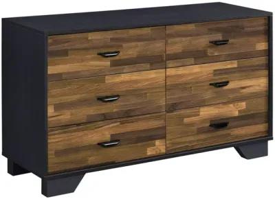 Six Drawer Double Dresser - Walnut Black