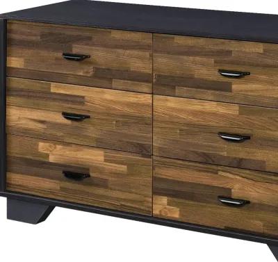 Six Drawer Double Dresser - Walnut Black