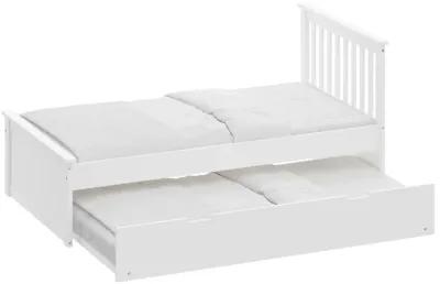 Solid Wood Twin Bed With Pull Out Trundle - White