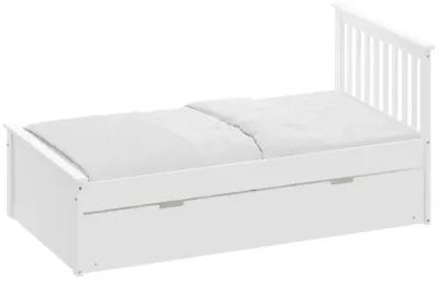 Solid Wood Twin Bed With Pull Out Trundle - White