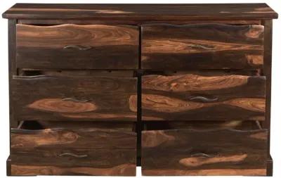 Solid Wood Six Drawer Dresser - Dark Brown