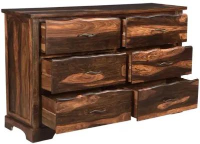 Solid Wood Six Drawer Dresser - Dark Brown