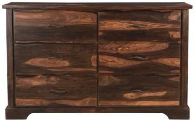 Solid Wood Six Drawer Dresser - Dark Brown