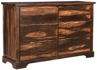 Solid Wood Six Drawer Dresser - Dark Brown