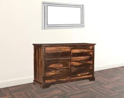 Solid Wood Six Drawer Dresser - Dark Brown