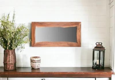 24" Solid Wood Framed Accent Mirror - Brown