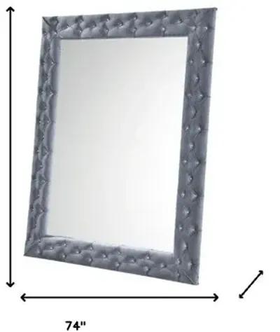 74" Velvet Accent Mirror - Gray