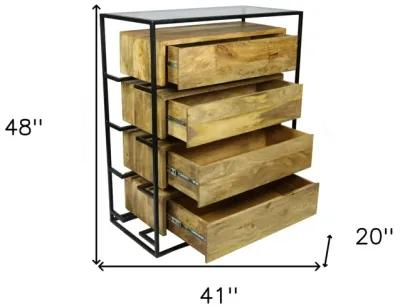 Wood 4 Drawer Chest - Natural