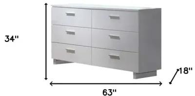 Six Drawer Double Dresser - White