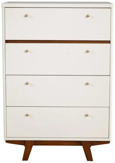 Solid Wood 4 Drawer Chest - Brown / White