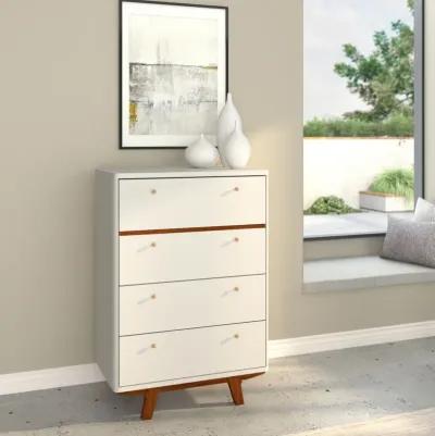 Solid Wood 4 Drawer Chest - Brown / White