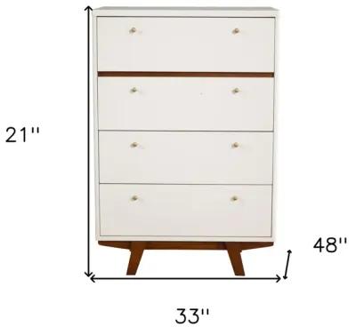 Solid Wood 4 Drawer Chest - Brown / White