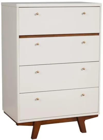 Solid Wood 4 Drawer Chest - Brown / White