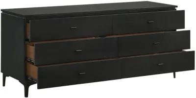 Six Drawer Double Dresser - Black