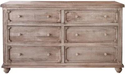 Solid 6 Drawer Double Dresser - Natural