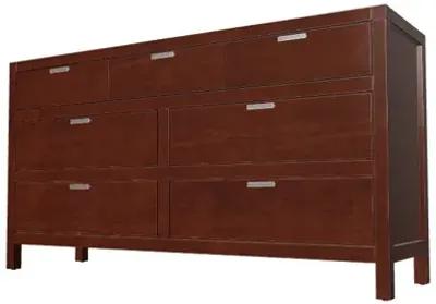 Solid Wood Seven Drawer Double Dresser - Brown