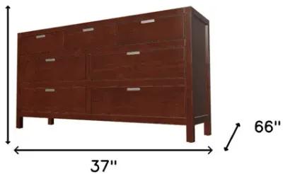 Solid Wood Seven Drawer Double Dresser - Brown