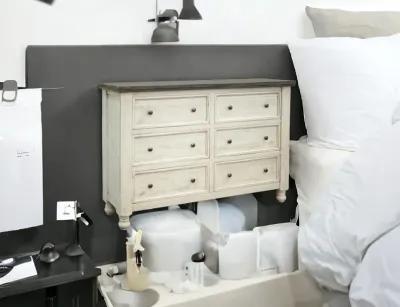 Solid Wood Six Drawer Double Dresser - Gray / Ivory