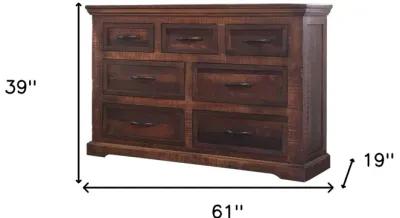 Solid Seven Drawer Double Dresser - Brown