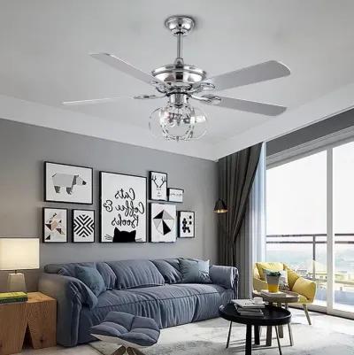 Modern Metal Chandelier Ceiling Fan - Silver