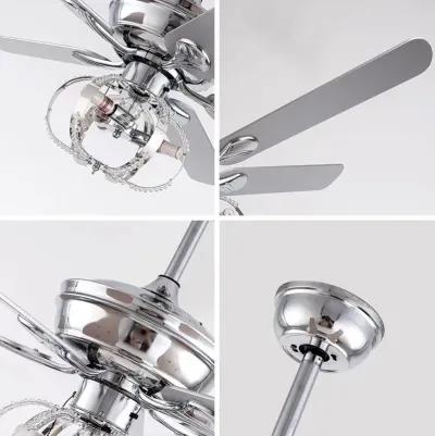 Modern Metal Chandelier Ceiling Fan - Silver