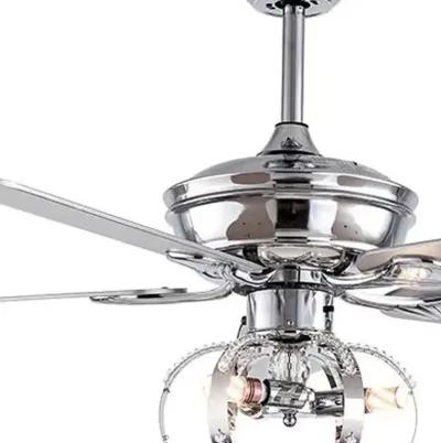 Modern Metal Chandelier Ceiling Fan - Silver