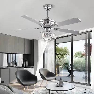 Modern Metal Chandelier Ceiling Fan - Silver