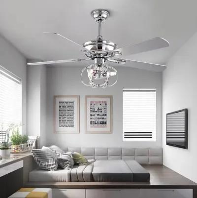 Modern Metal Chandelier Ceiling Fan - Silver