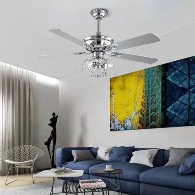 Modern Metal Chandelier Ceiling Fan - Silver