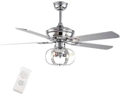 Modern Metal Chandelier Ceiling Fan - Silver