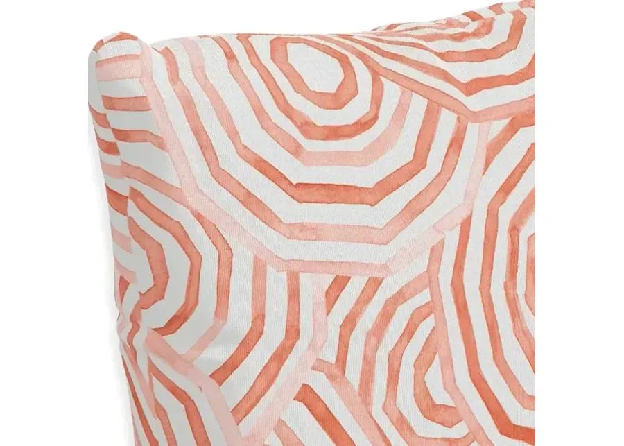 Cloth & Company The Umbrella Swirl Outdoor Pillow in Coral, 22" x 22"